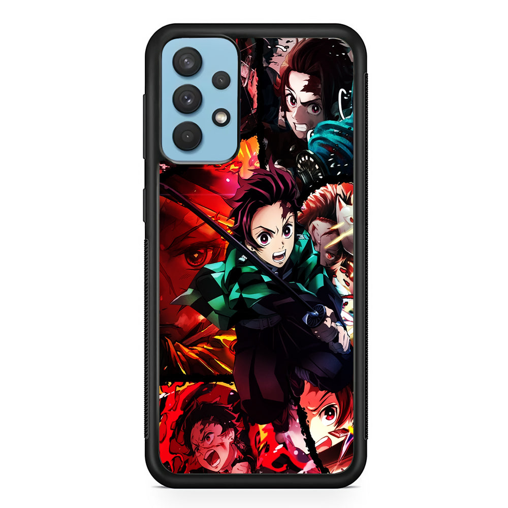 Kimetsu no Yaiba Tanjiro Aesthetic Samsung Galaxy A32 Case-Phone Case-Rubber Black (2D Case)-Altracase