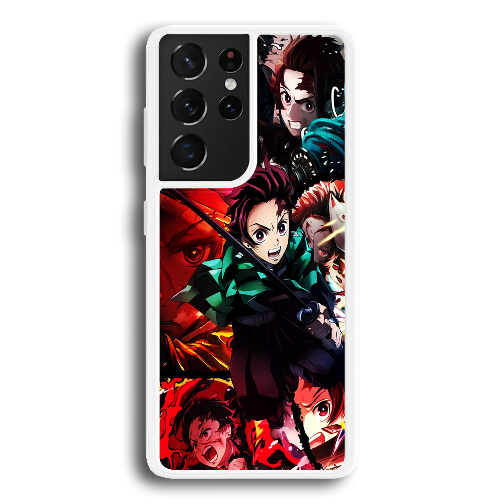 Kimetsu no Yaiba Tanjiro Aesthetic Samsung Galaxy S21 Ultra Case-Phone Case-Rubber White (2D Case)-Altracase