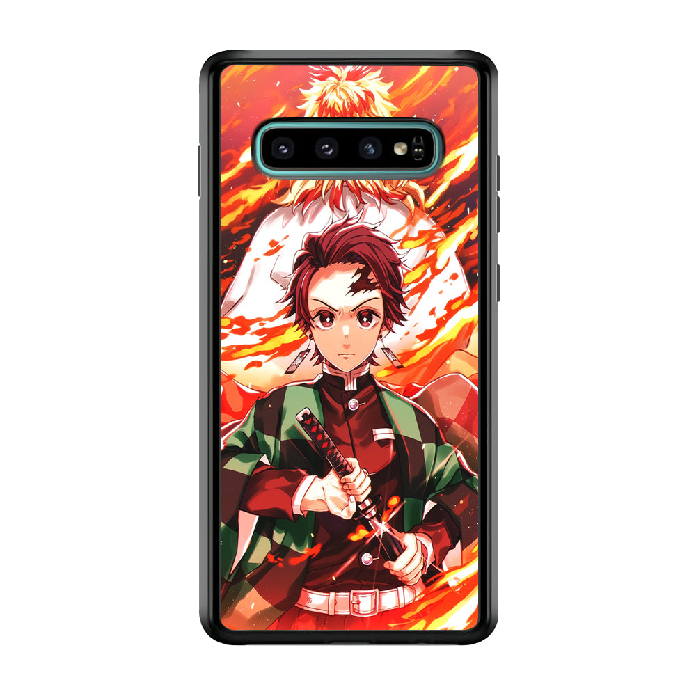 Kimetsu no Yaiba Tanjiro Kamado Samsung Galaxy S10 Case-Phone Case-Rubber Black (2D Case)-Altracase