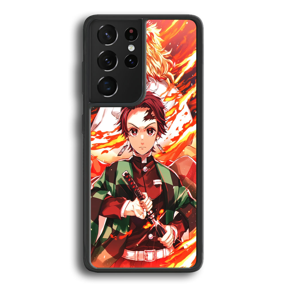 Kimetsu no Yaiba Tanjiro Kamado Samsung Galaxy S25 Ultra Case-Phone Case-Rubber Black (2D Case)-Altracase