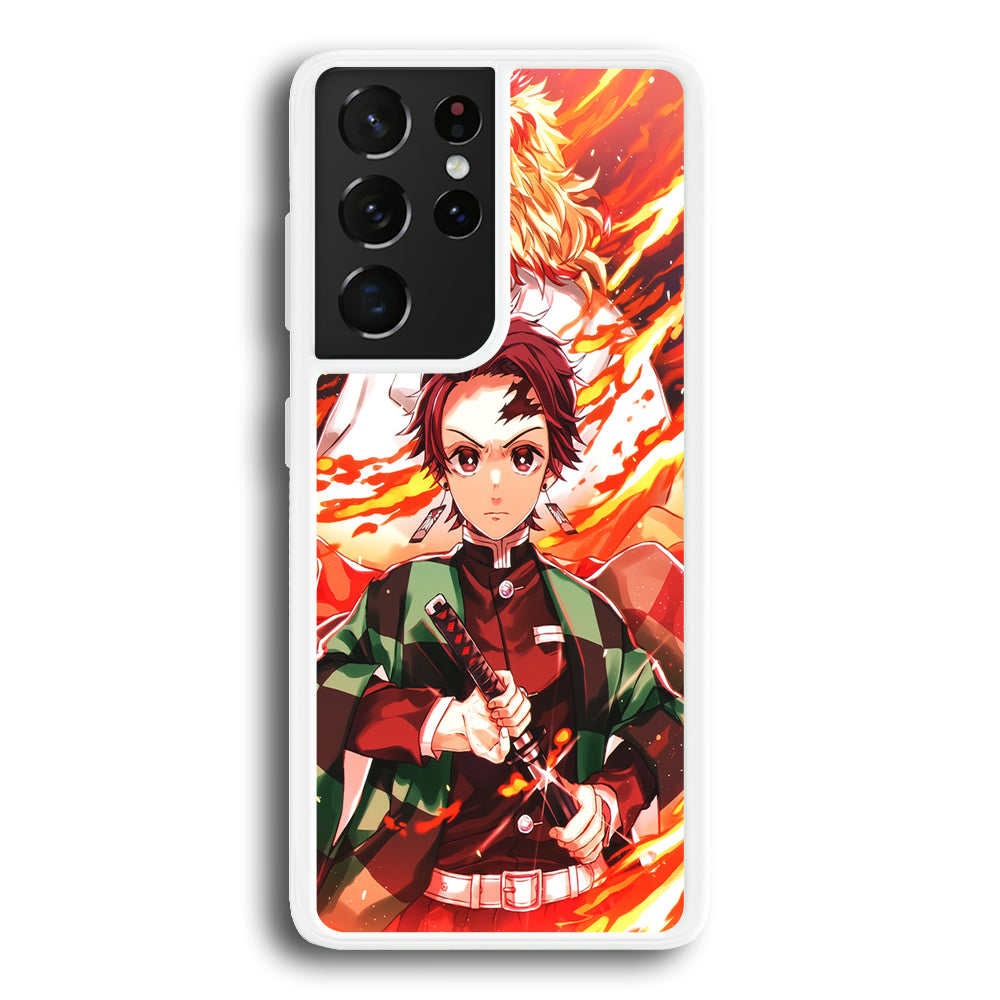Kimetsu no Yaiba Tanjiro Kamado Samsung Galaxy S21 Ultra Case-Phone Case-Rubber White (2D Case)-Altracase