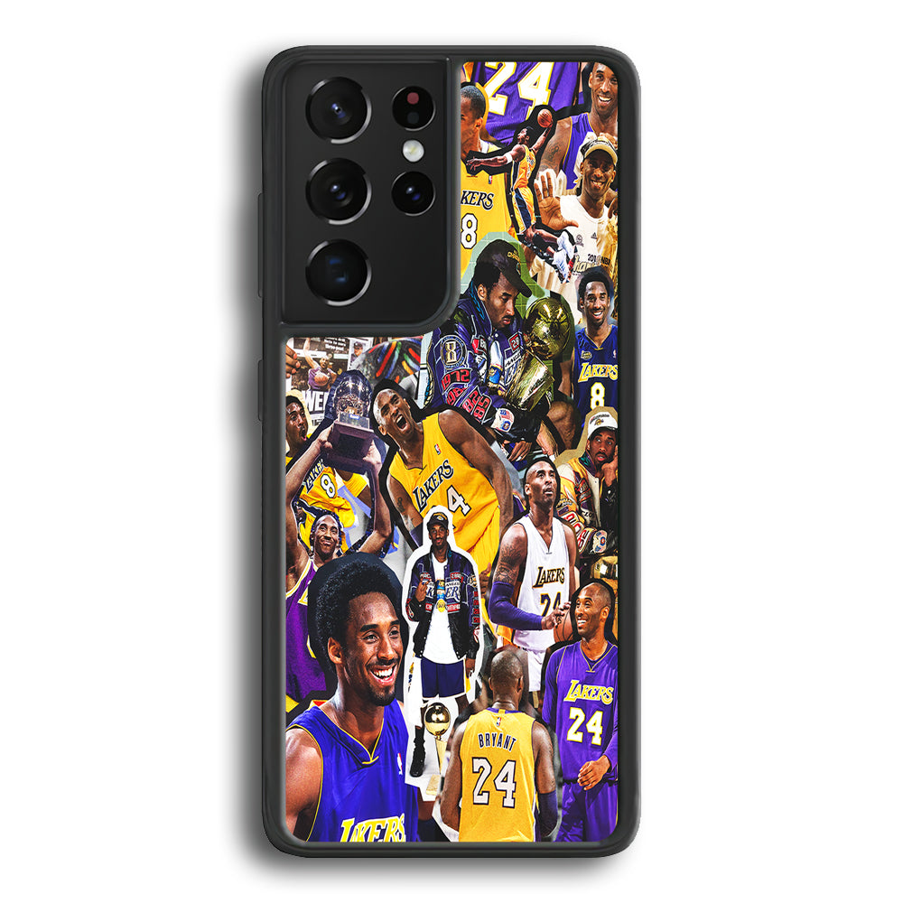 Kobe bryant lakers Collage Samsung Galaxy S21 Ultra Case-Phone Case-Rubber Black (2D Case)-Altracase