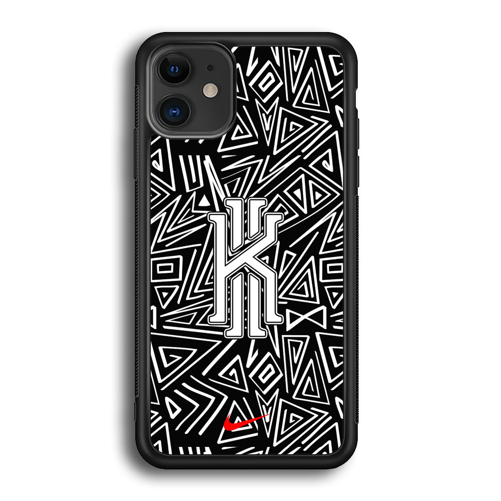 Kyrie Irving Abstract Shapes iPhone 12 Case-Mobile Phone Case-Rubber Black (2D Case)-Altracase