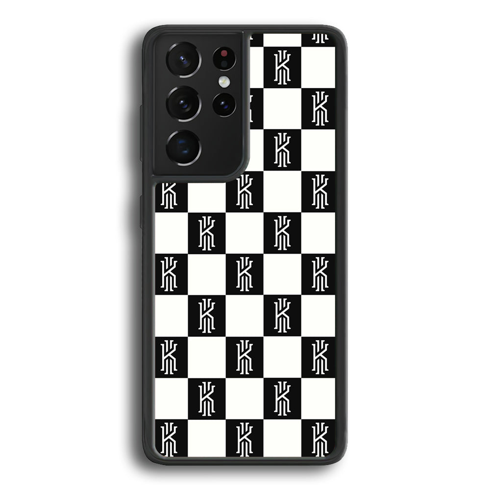 Kyrie Irving Chess Pattern Samsung Galaxy S23 Ultra Case-Mobile Phone Case-Rubber Black (2D Case)-Altracase