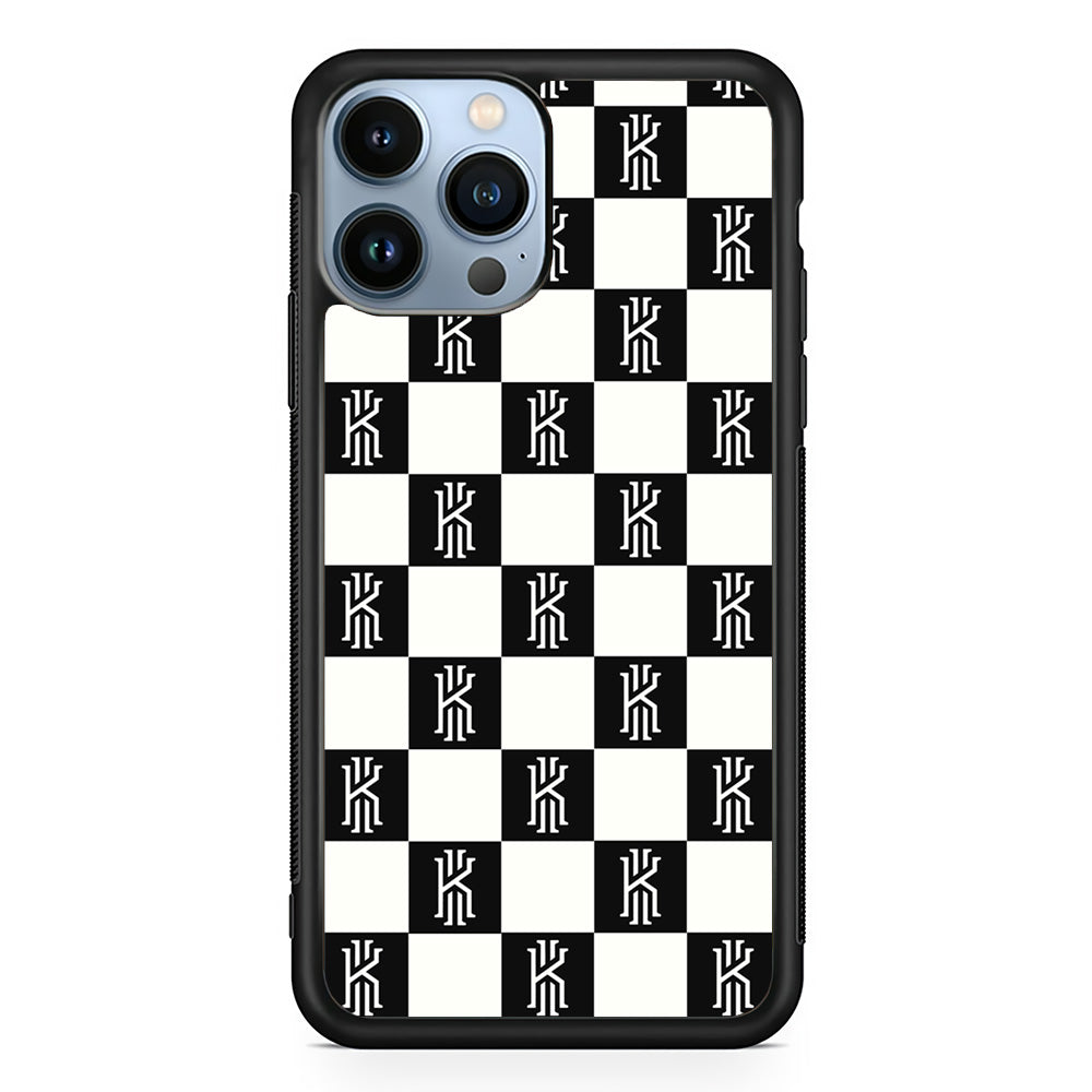 Kyrie Irving Chess Pattern iPhone 15 Pro Max Case-Mobile Phone Case-Rubber Black (2D Case)-Altracase