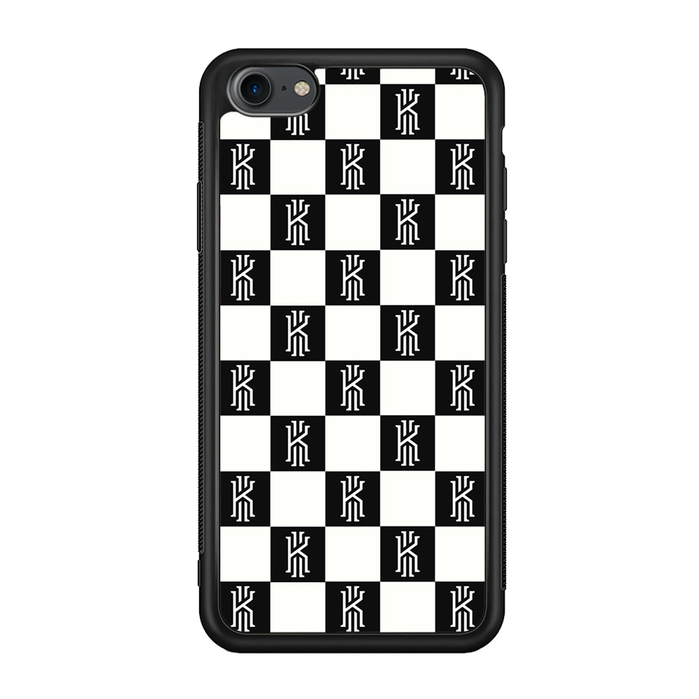 Kyrie Irving Chess Pattern iPhone SE 2020 Case-Mobile Phone Case-Rubber Black (2D Case)-Altracase