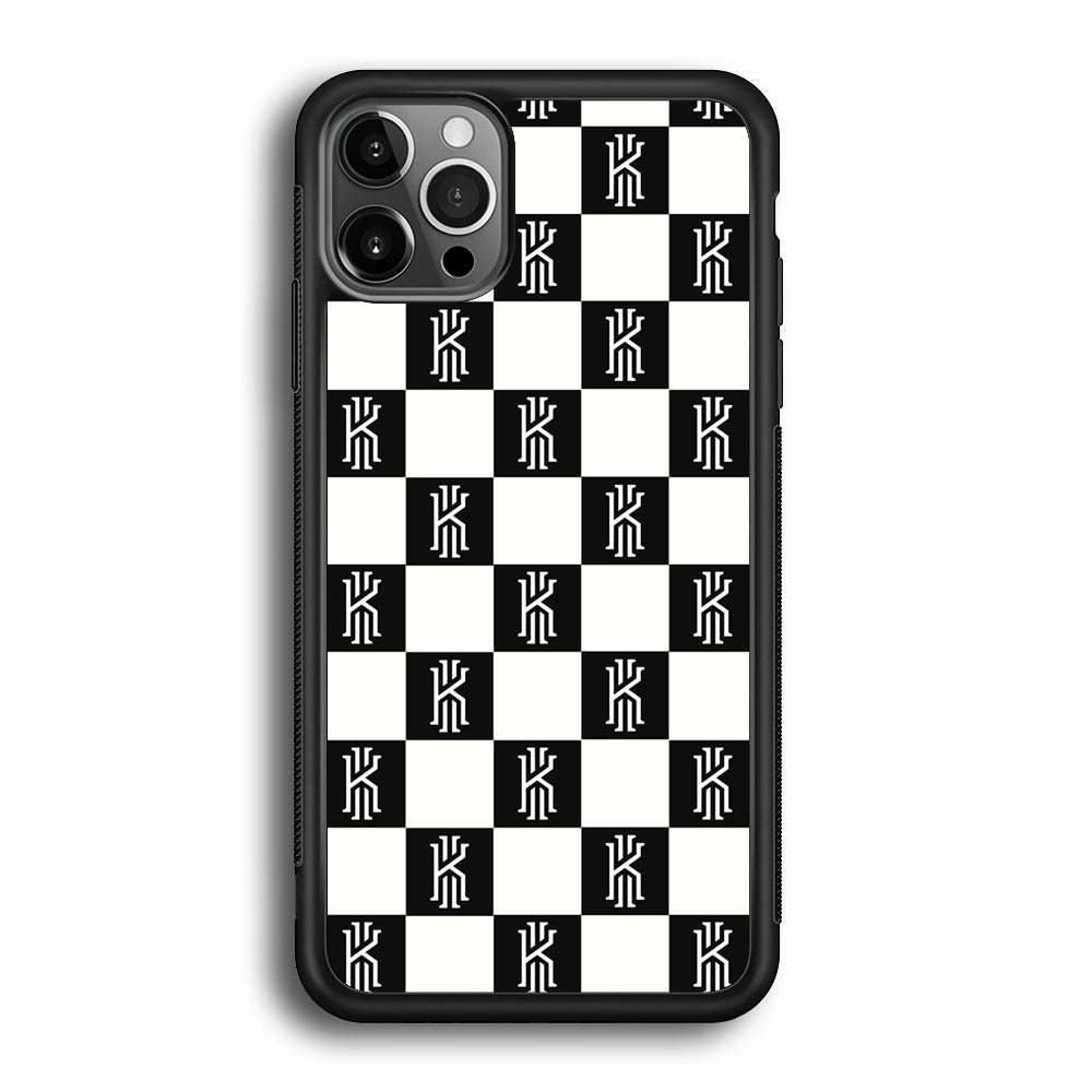 Kyrie Irving Chess Pattern iPhone 12 Pro Max Case-Mobile Phone Case-Rubber Black (2D Case)-Altracase