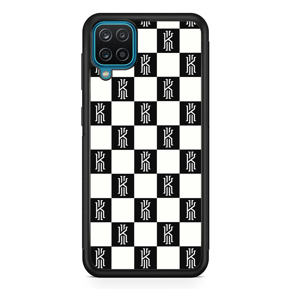 Kyrie Irving Chess Pattern Samsung Galaxy A12 Case-Mobile Phone Case-Rubber Black (2D Case)-Altracase