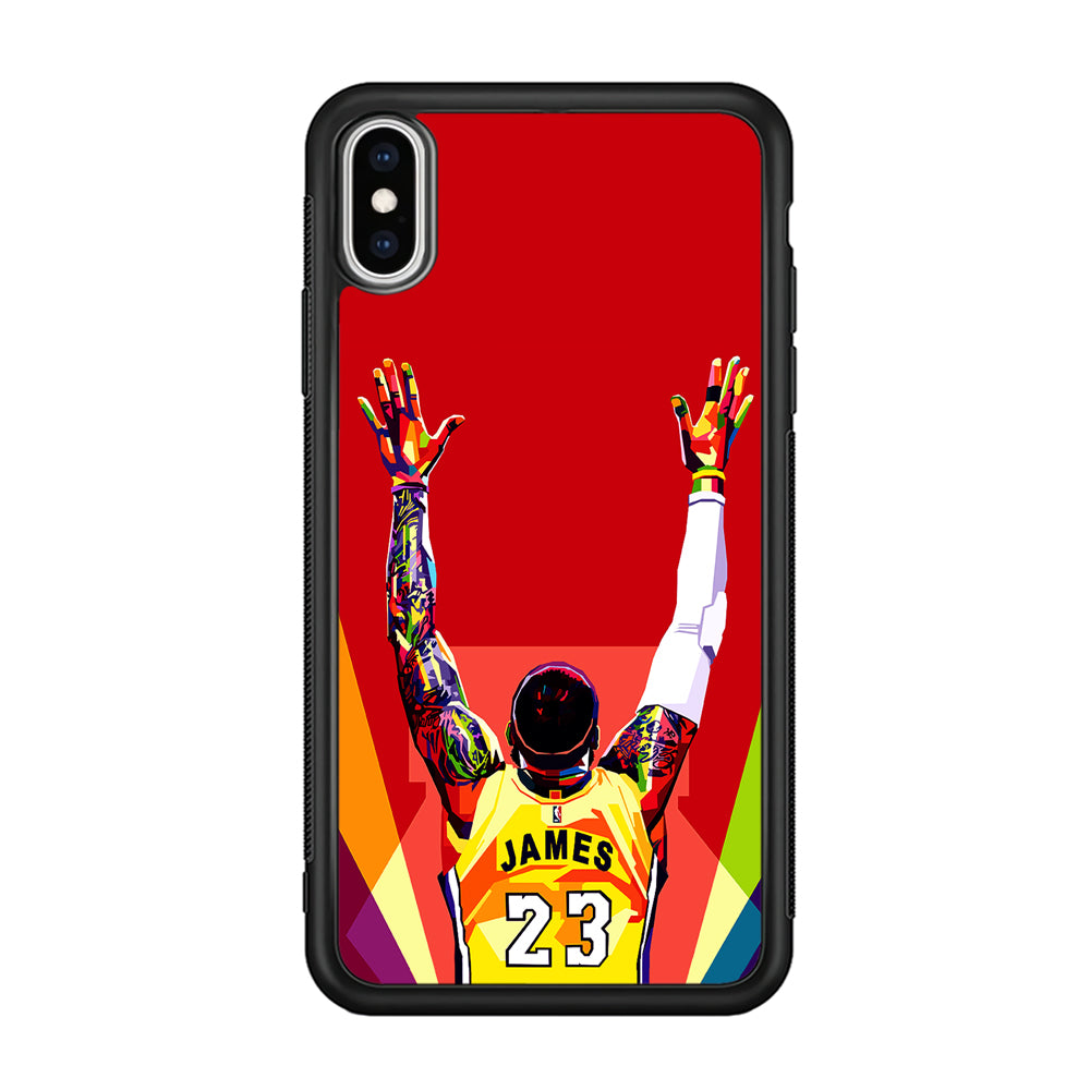 Lebron James Colorful Pop Art iPhone Xs Case-Phone Case-Rubber Black (2D Case)-Altracase