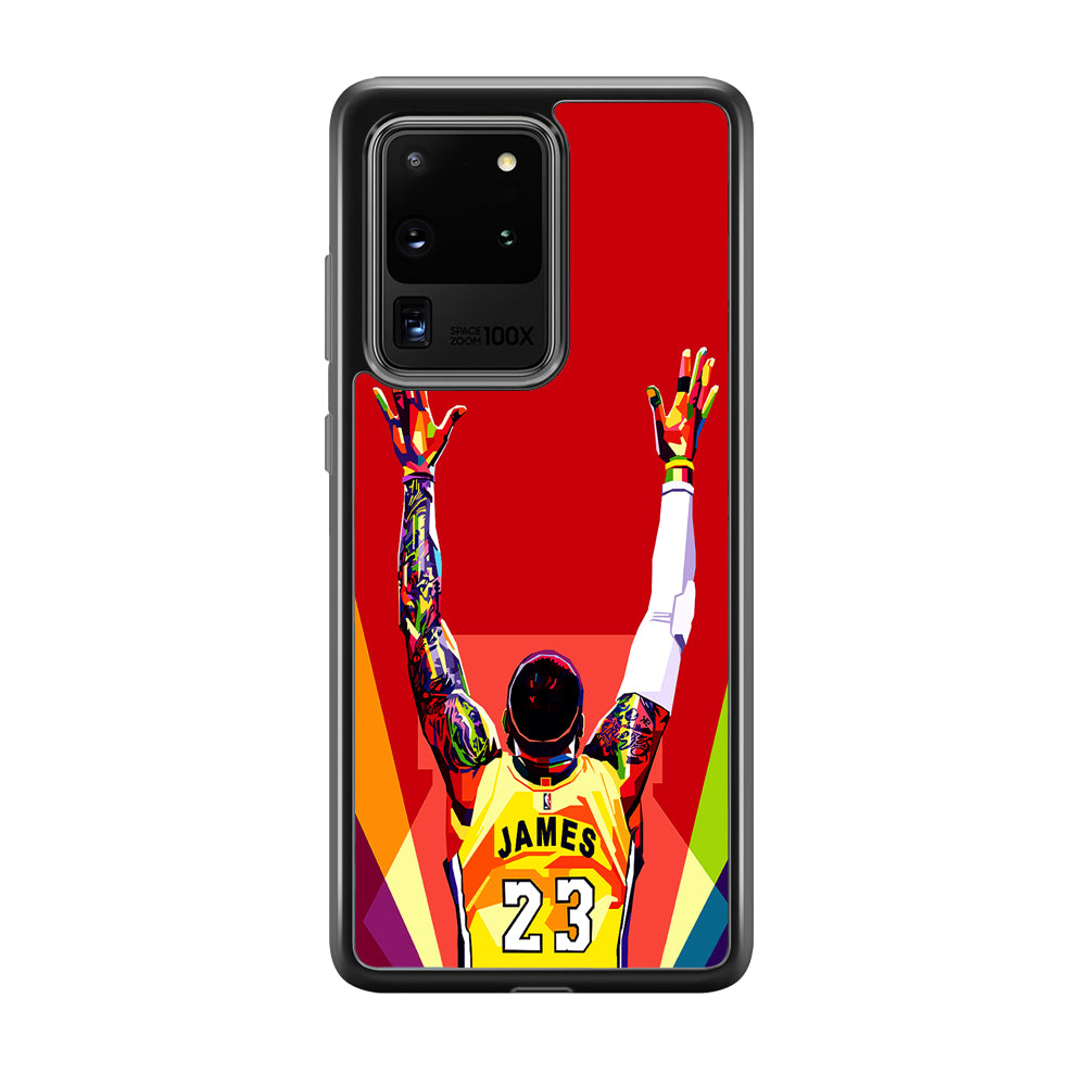 Lebron James Colorful Pop Art Samsung Galaxy S20 Ultra Case-Phone Case-Rubber Black (2D Case)-Altracase