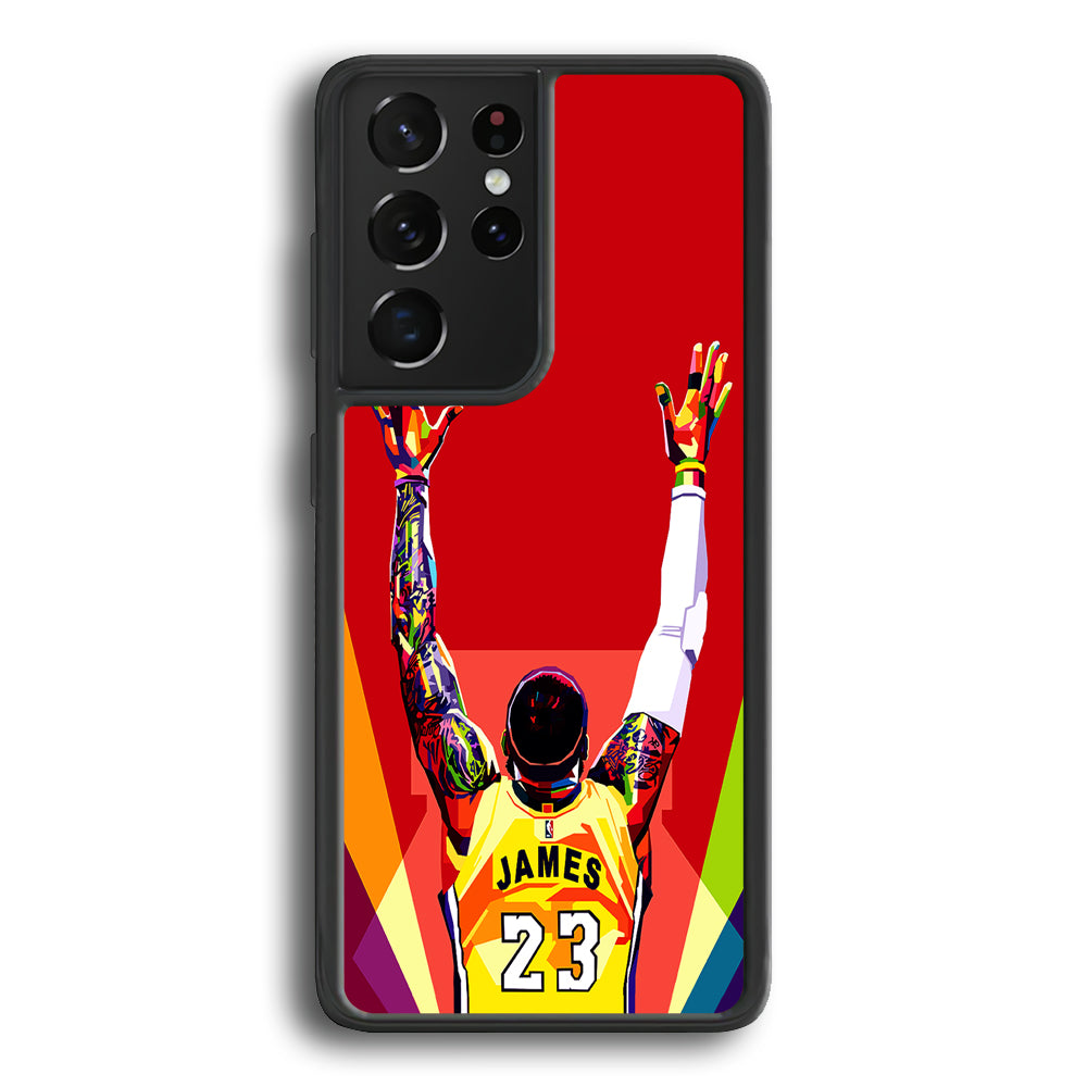 Lebron James Colorful Pop Art Samsung Galaxy S25 Ultra Case-Phone Case-Rubber Black (2D Case)-Altracase