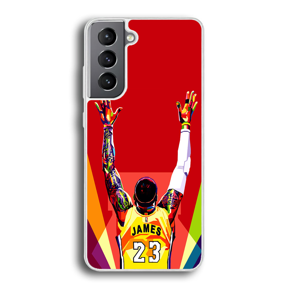Lebron James Colorful Pop Art Samsung Galaxy S23 Plus Case-Phone Case-Rubber White (2D Case)-Altracase