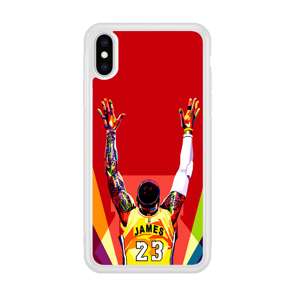 Lebron James Colorful Pop Art iPhone Xs Case-Phone Case-Rubber White (2D Case)-Altracase