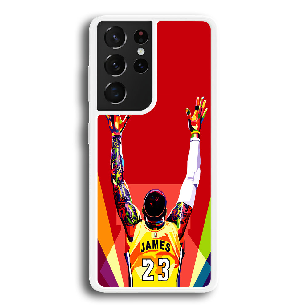 Lebron James Colorful Pop Art Samsung Galaxy S21 Ultra Case-Phone Case-Rubber White (2D Case)-Altracase
