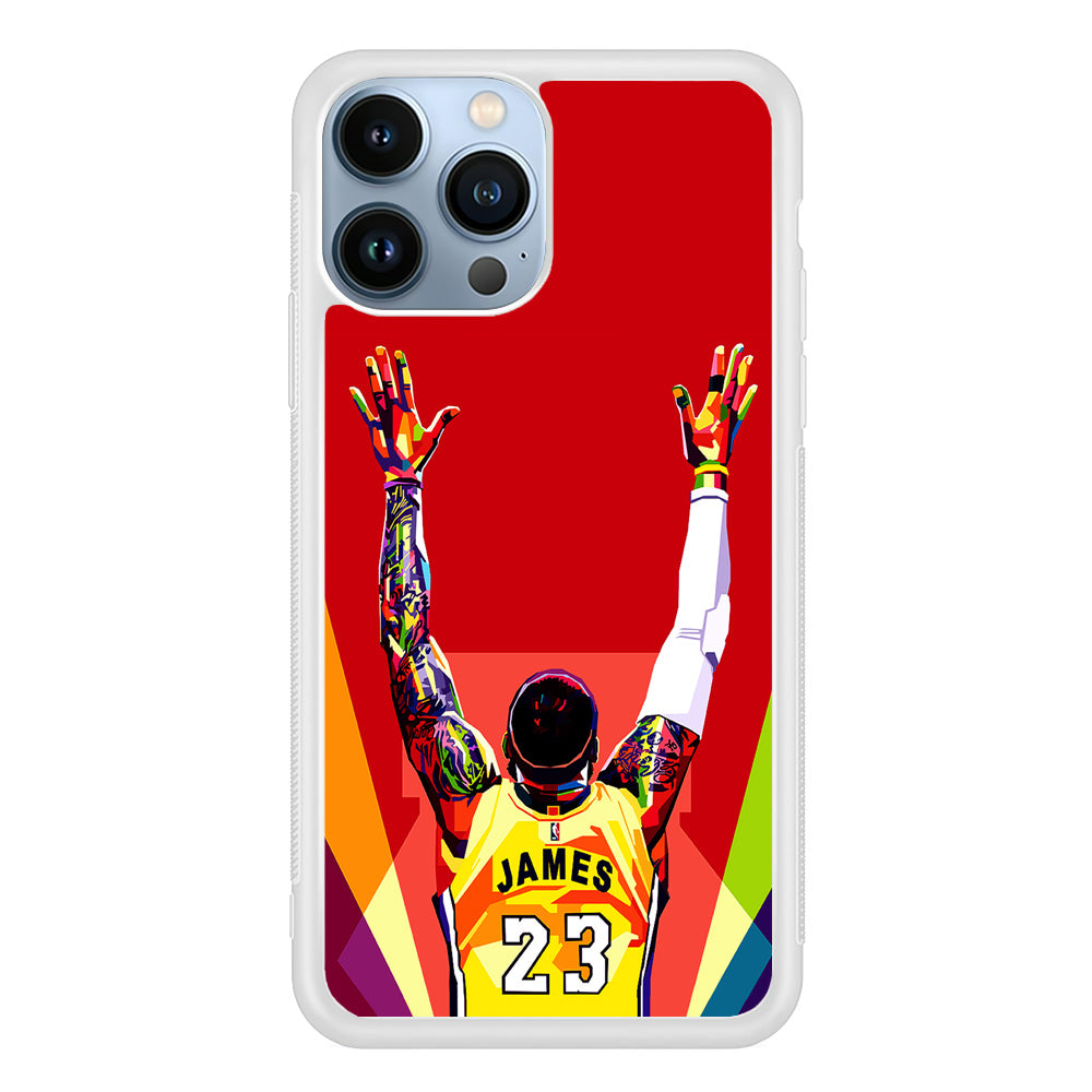 Lebron James Colorful Pop Art iPhone 15 Pro Max Case-Phone Case-Rubber White (2D Case)-Altracase