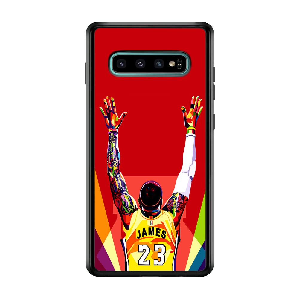 Lebron James Colorful Pop Art Samsung Galaxy S10 Plus Case-Phone Case-Rubber Black (2D Case)-Altracase