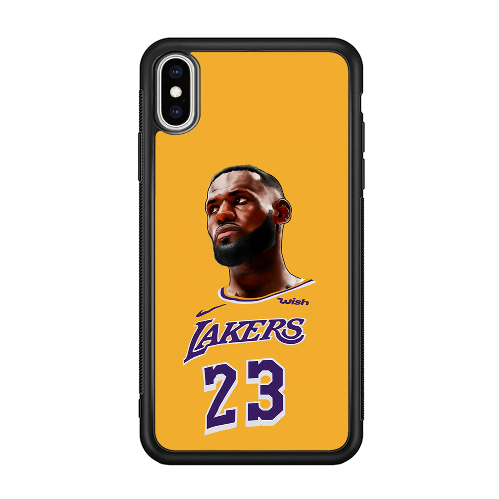 Lebron James Lakers iPhone Xs Case-Phone Case-Rubber Black (2D Case)-Altracase