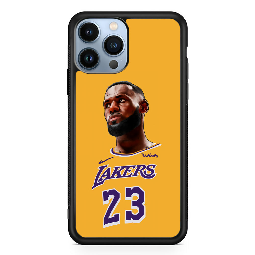 Lebron James Lakers iPhone 15 Pro Max Case-Phone Case-Rubber Black (2D Case)-Altracase