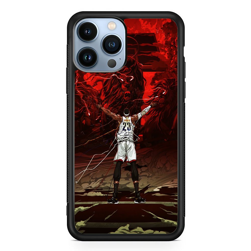 Lebron James Lion Art iPhone 15 Pro Max Case-Phone Case-Rubber Black (2D Case)-Altracase