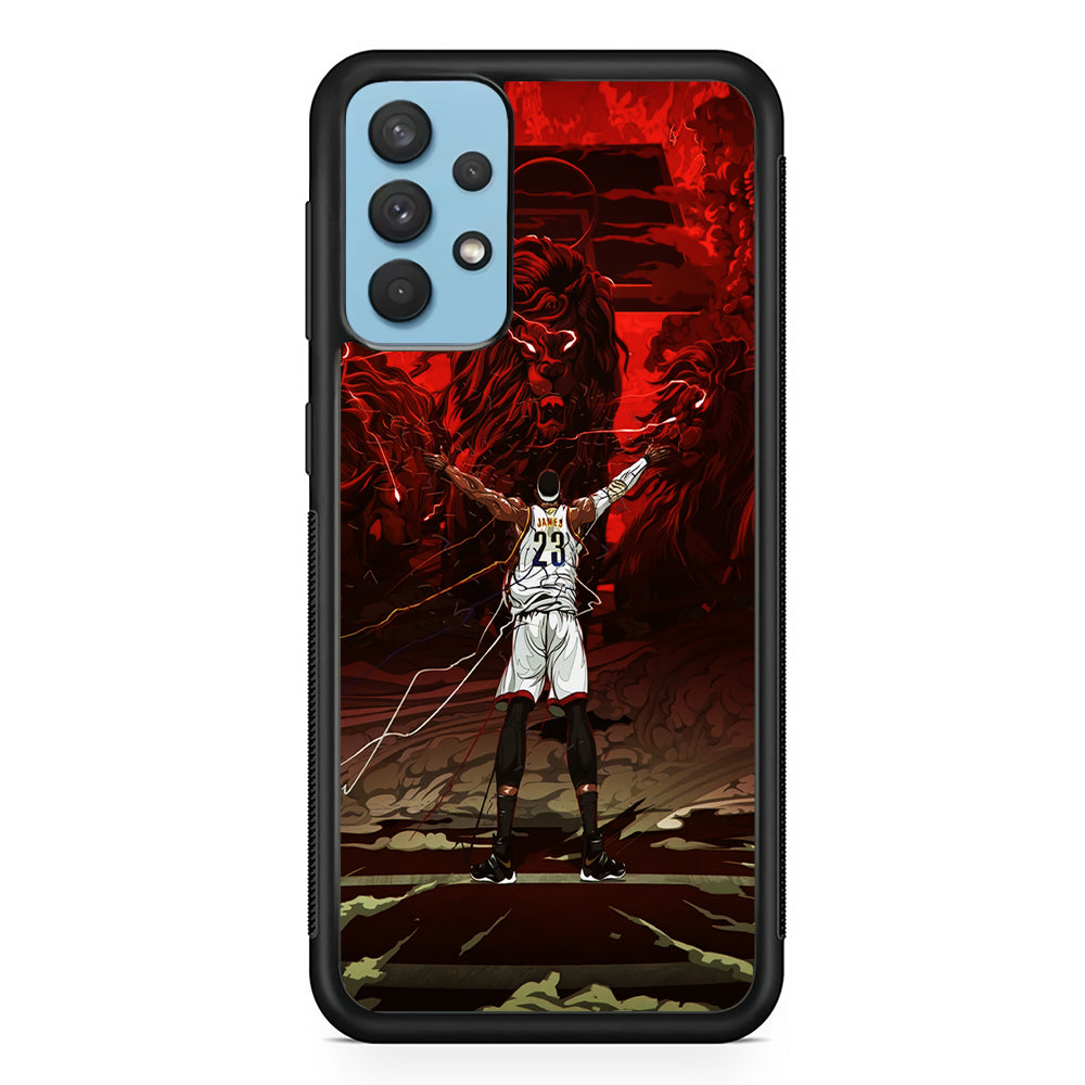 Lebron James Lion Art Samsung Galaxy A32 Case-Phone Case-Rubber Black (2D Case)-Altracase