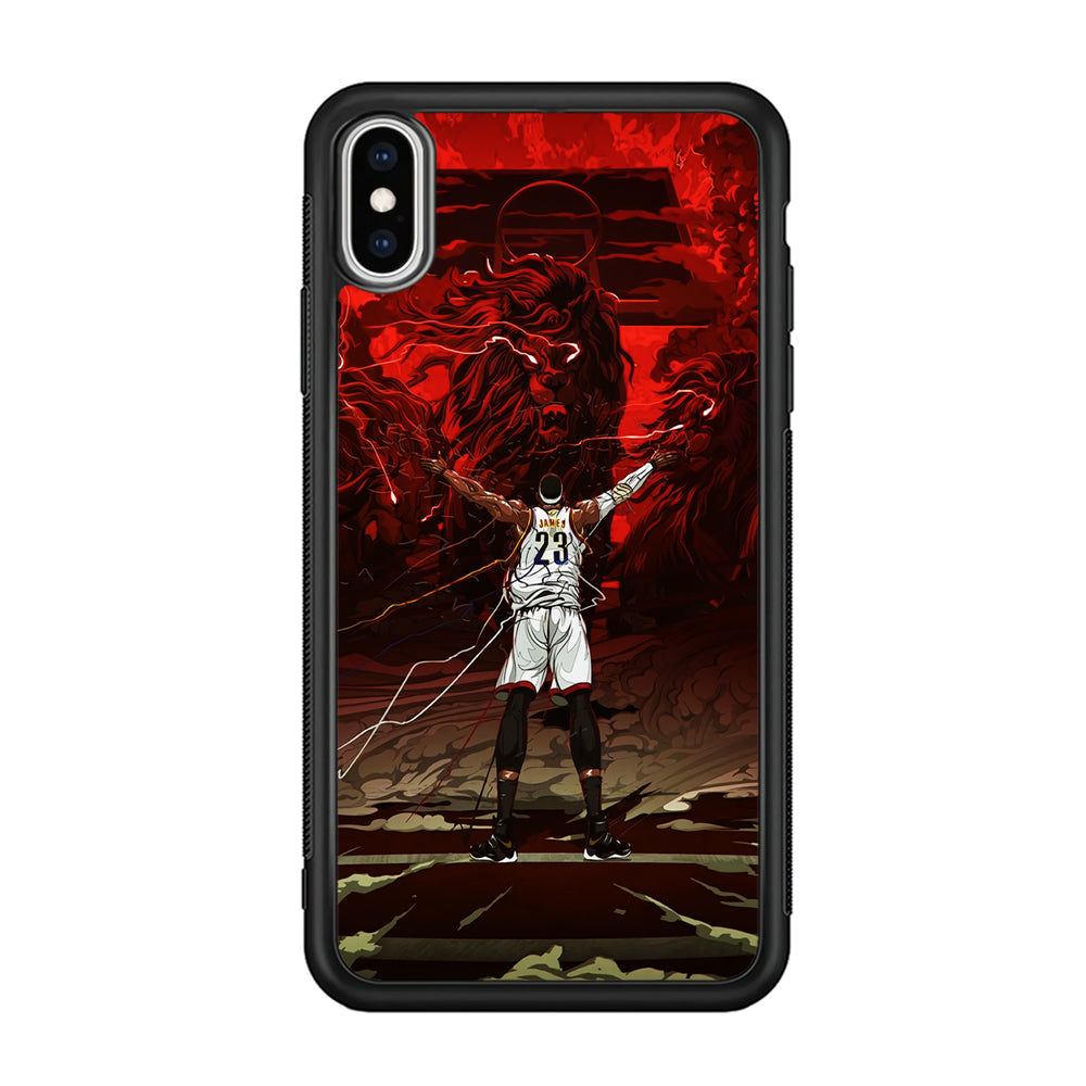 Lebron James Lion Art iPhone Xs Case-Phone Case-Rubber Black (2D Case)-Altracase