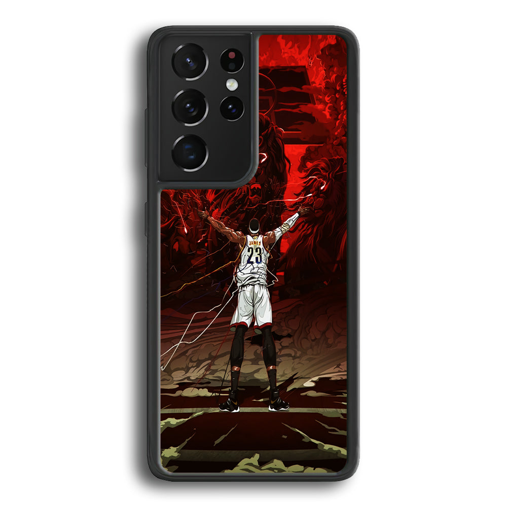Lebron James Lion Art Samsung Galaxy S21 Ultra Case-Phone Case-Rubber Black (2D Case)-Altracase