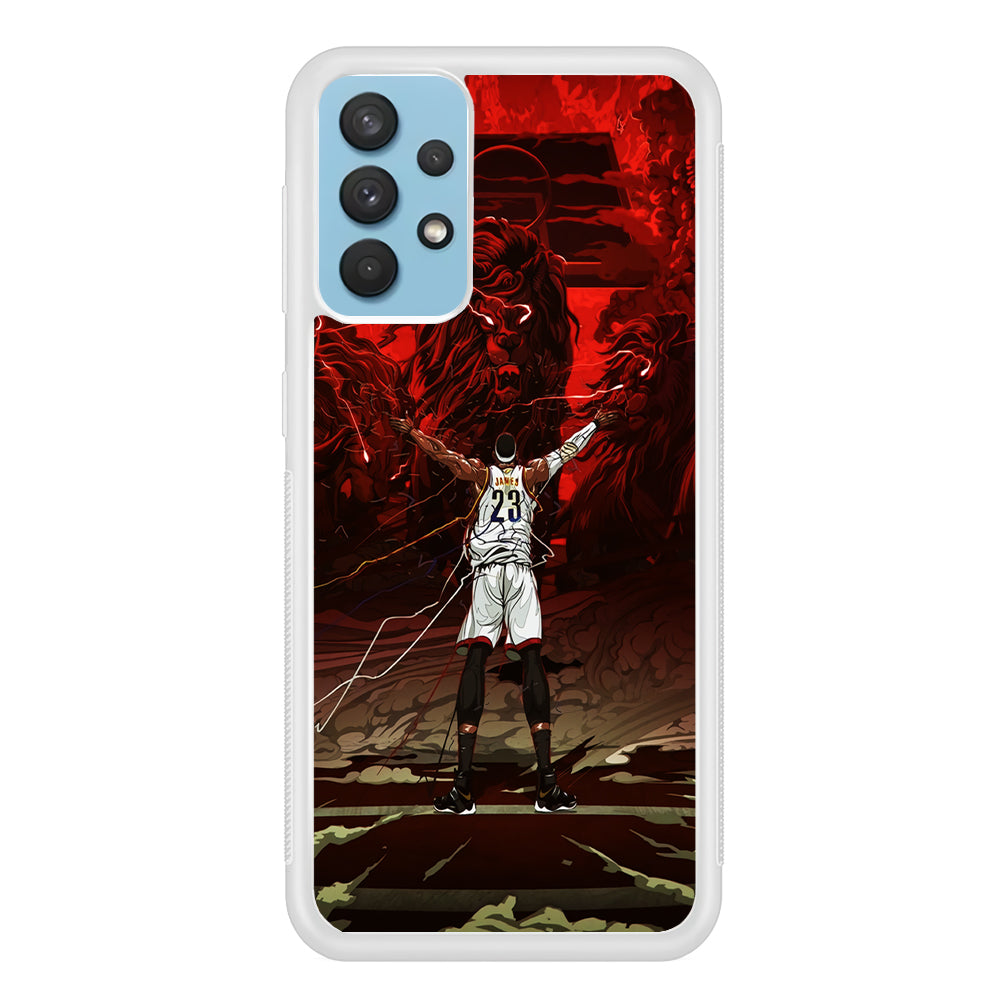 Lebron James Lion Art Samsung Galaxy A32 Case-Phone Case-Rubber White (2D Case)-Altracase
