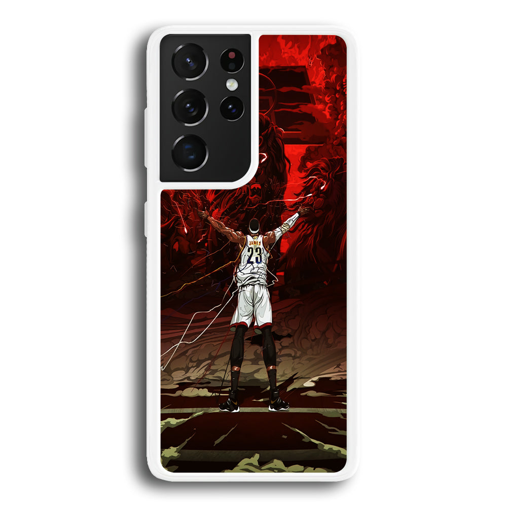 Lebron James Lion Art Samsung Galaxy S21 Ultra Case-Phone Case-Rubber White (2D Case)-Altracase