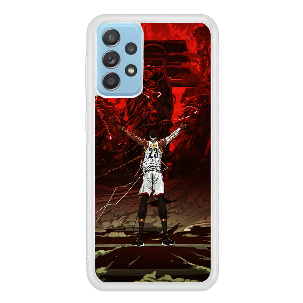 Lebron James Lion Art Samsung Galaxy A52 Case-Phone Case-Rubber White (2D Case)-Altracase