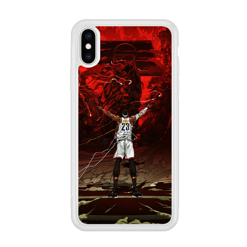 Lebron James Lion Art iPhone Xs Case-Phone Case-Rubber White (2D Case)-Altracase