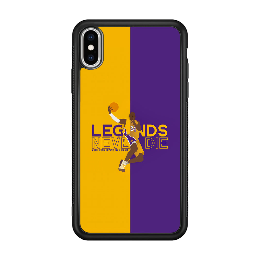 Legend Kobe Bryant 24 Lakers iPhone Xs Case-Phone Case-Rubber Black (2D Case)-Altracase