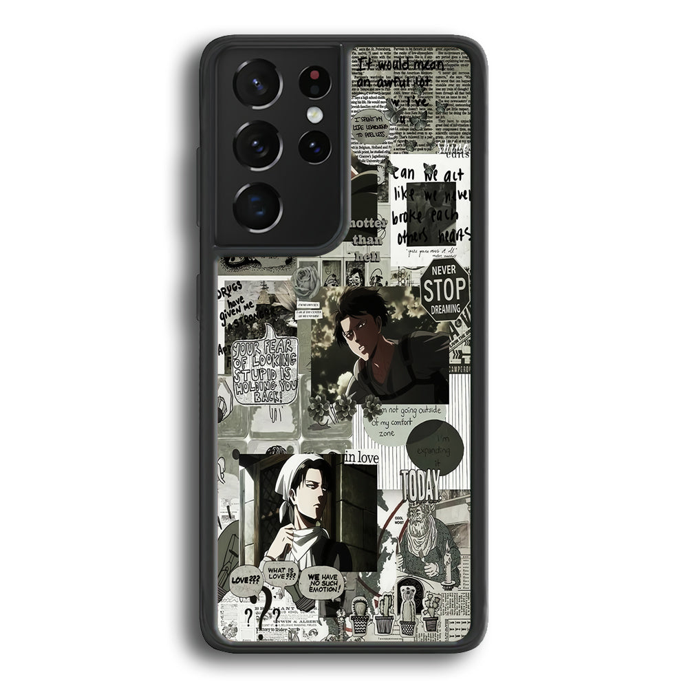 Levi Ackerman Aesthetic Samsung Galaxy S21 Ultra Case-Phone Case-Rubber Black (2D Case)-Altracase