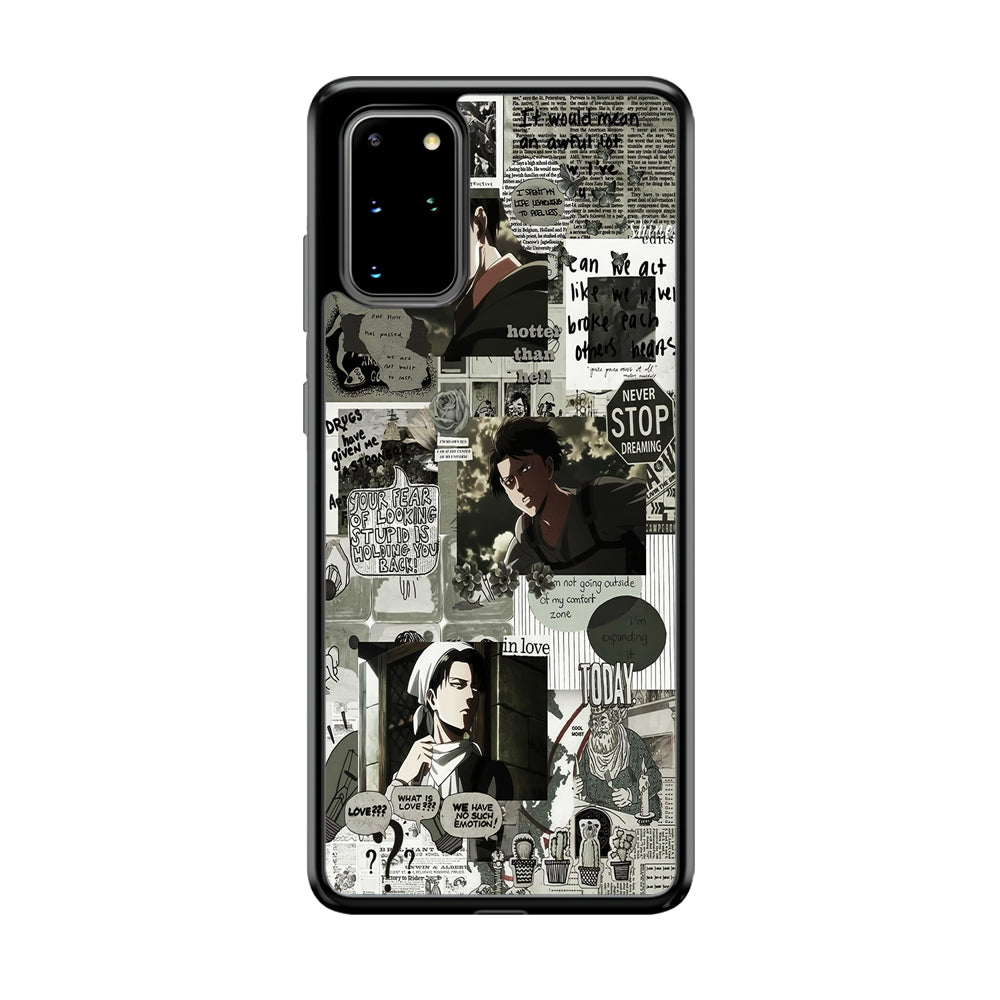 Levi Ackerman Aesthetic Samsung Galaxy S20 Plus Case-Phone Case-Rubber Black (2D Case)-Altracase