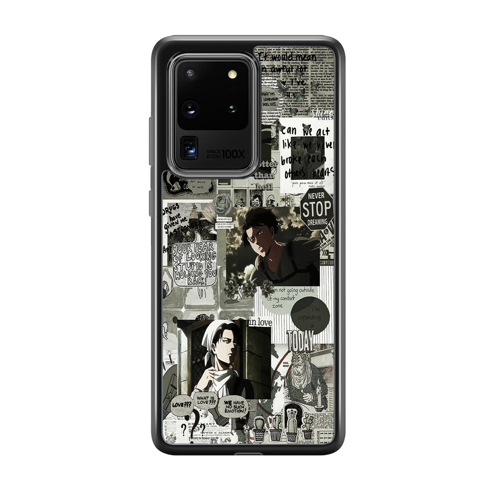 Levi Ackerman Aesthetic Samsung Galaxy S20 Ultra Case-Phone Case-Rubber Black (2D Case)-Altracase