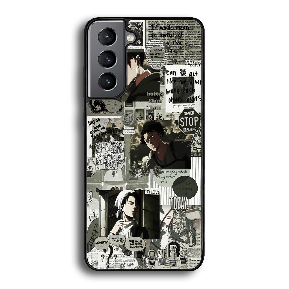 Levi Ackerman Aesthetic Samsung Galaxy S25 Plus Case-Phone Case-Rubber Black (2D Case)-Altracase