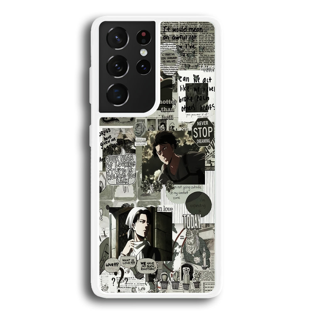 Levi Ackerman Aesthetic Samsung Galaxy S21 Ultra Case-Phone Case-Rubber White (2D Case)-Altracase