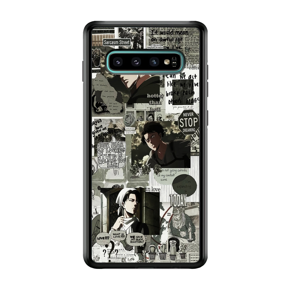 Levi Ackerman Aesthetic Samsung Galaxy S10 Plus Case-Phone Case-Rubber Black (2D Case)-Altracase
