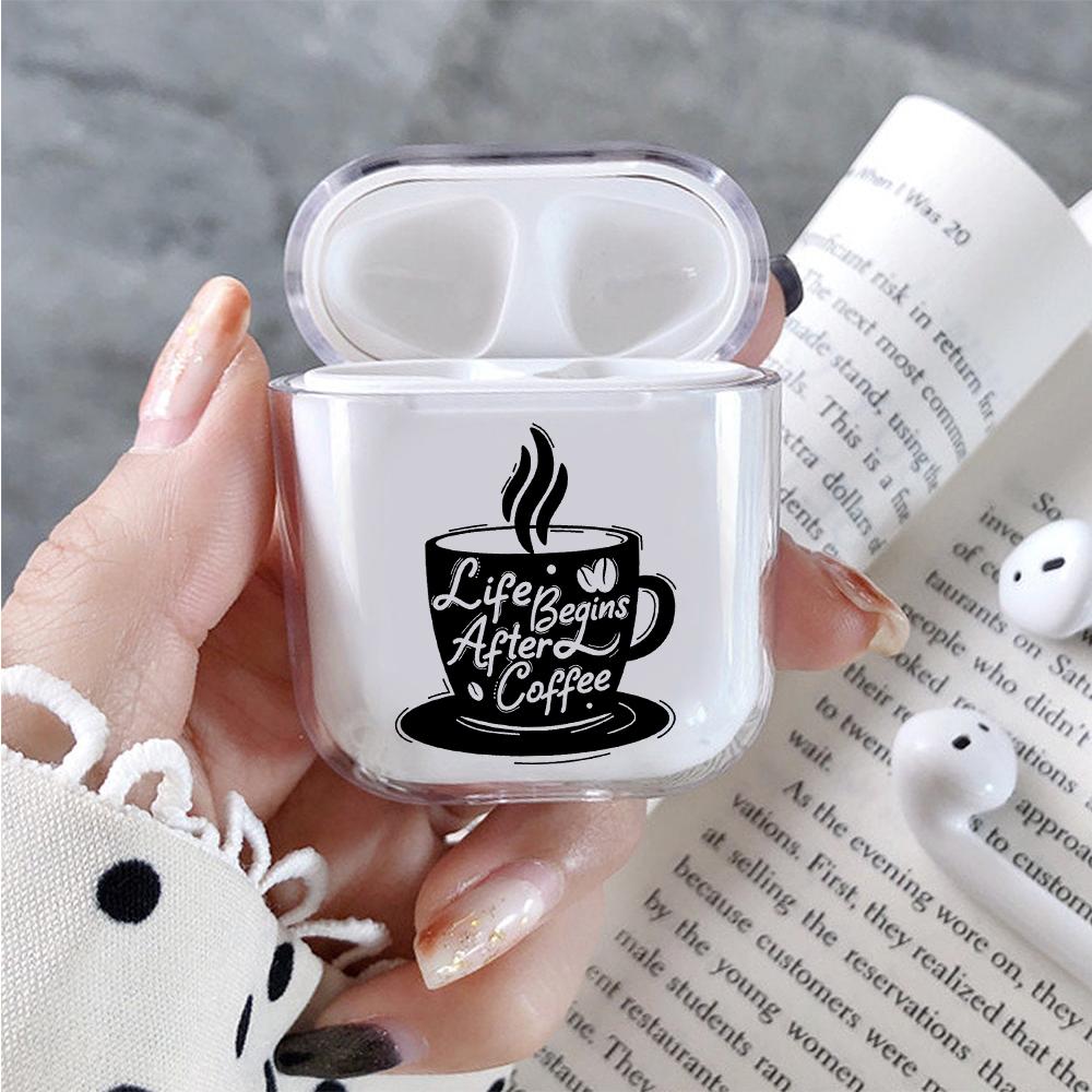 Life Begins After Coffee Hard Plastic Protective Clear Case Cover For Apple Airpods-AirPod Case-Altracase