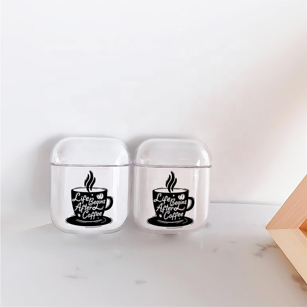 Life Begins After Coffee Hard Plastic Protective Clear Case Cover For Apple Airpods-AirPod Case-Altracase