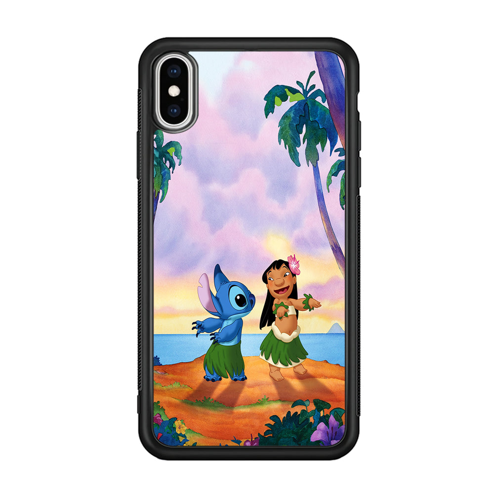 Lilo and Stitch Dancing iPhone Xs Max Case-Phone Case-Rubber Black (2D Case)-Altracase