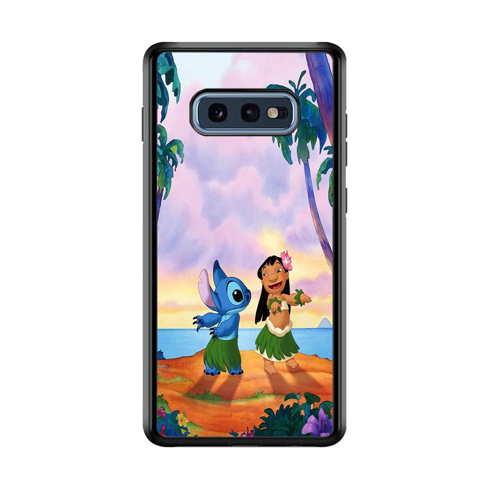 Lilo and Stitch Dancing Samsung Galaxy S10E Case-Phone Case-Rubber Black (2D Case)-Altracase