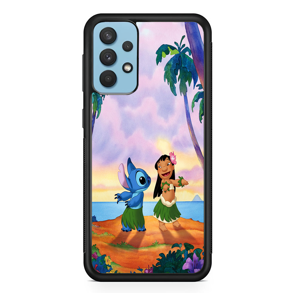 Lilo and Stitch Dancing Samsung Galaxy A32 Case-Phone Case-Rubber Black (2D Case)-Altracase
