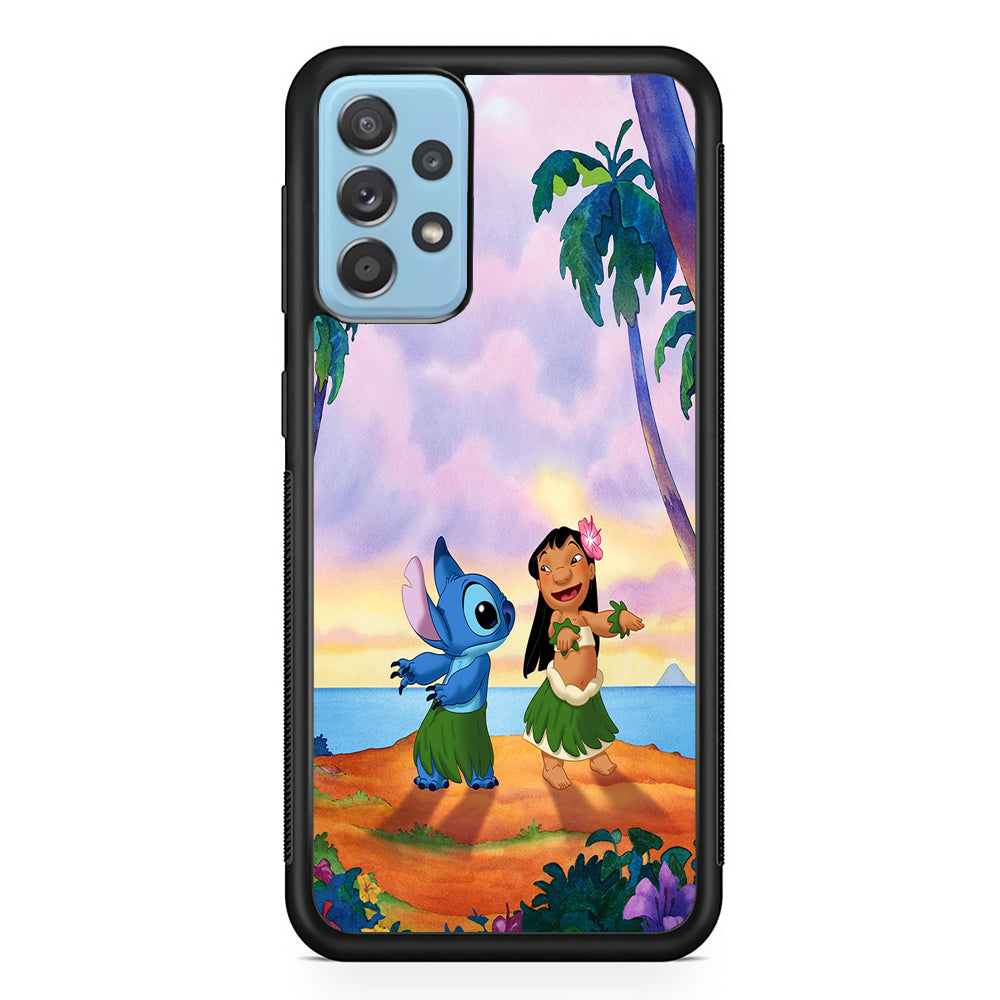 Lilo and Stitch Dancing Samsung Galaxy A52 Case-Phone Case-Rubber Black (2D Case)-Altracase