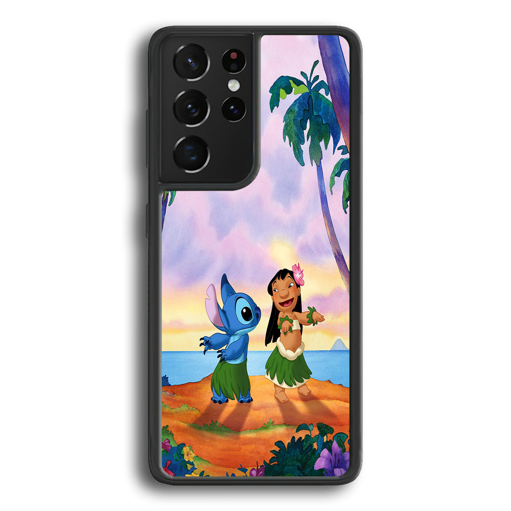 Lilo and Stitch Dancing Samsung Galaxy S21 Ultra Case-Phone Case-Rubber Black (2D Case)-Altracase