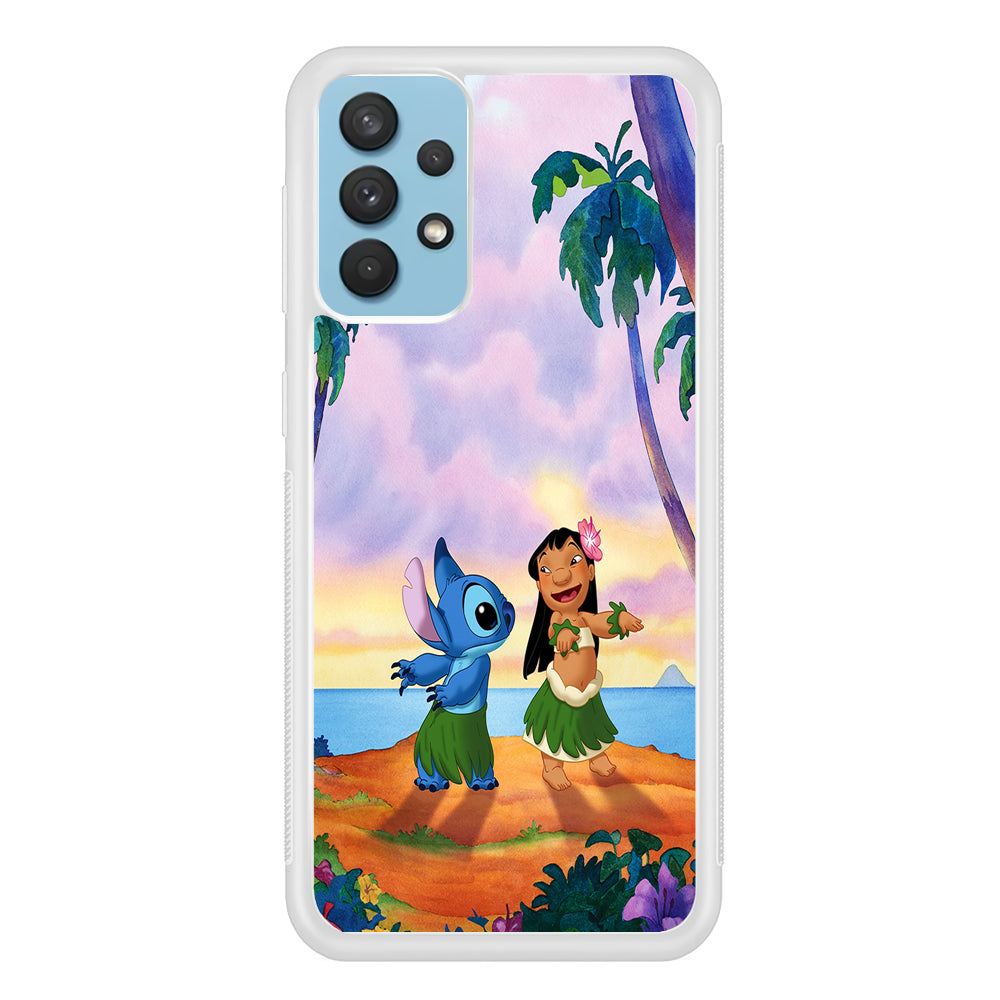 Lilo and Stitch Dancing Samsung Galaxy A32 Case-Phone Case-Rubber White (2D Case)-Altracase