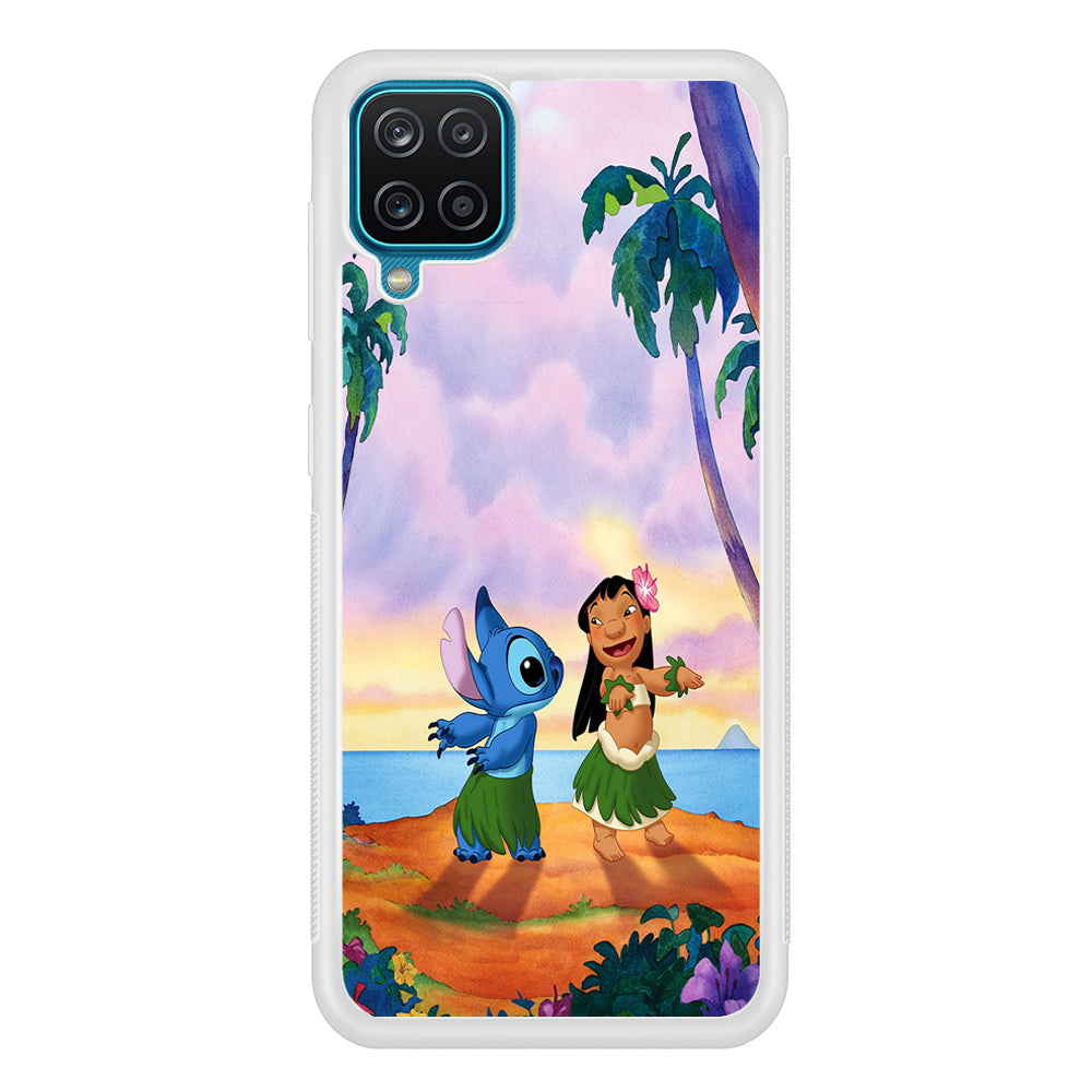 Lilo and Stitch Dancing Samsung Galaxy A12 Case-Phone Case-Rubber White (2D Case)-Altracase