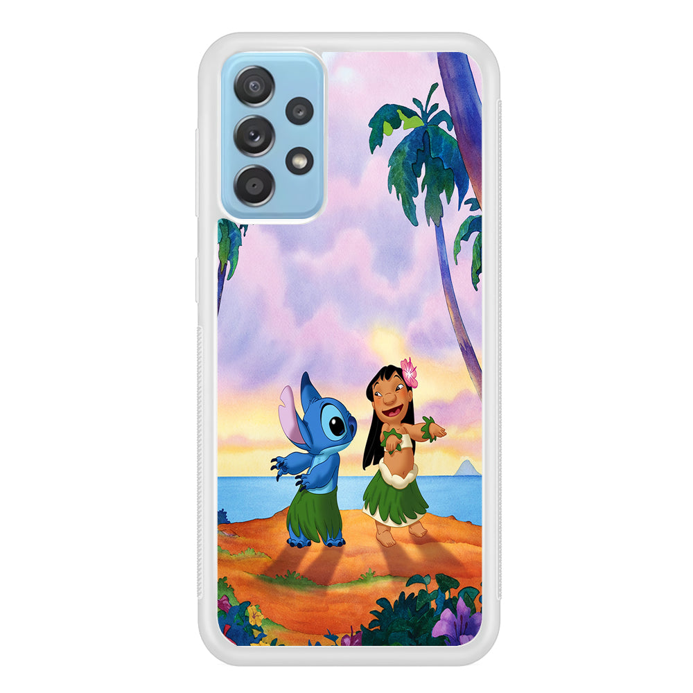 Lilo and Stitch Dancing Samsung Galaxy A52 Case-Phone Case-Rubber White (2D Case)-Altracase