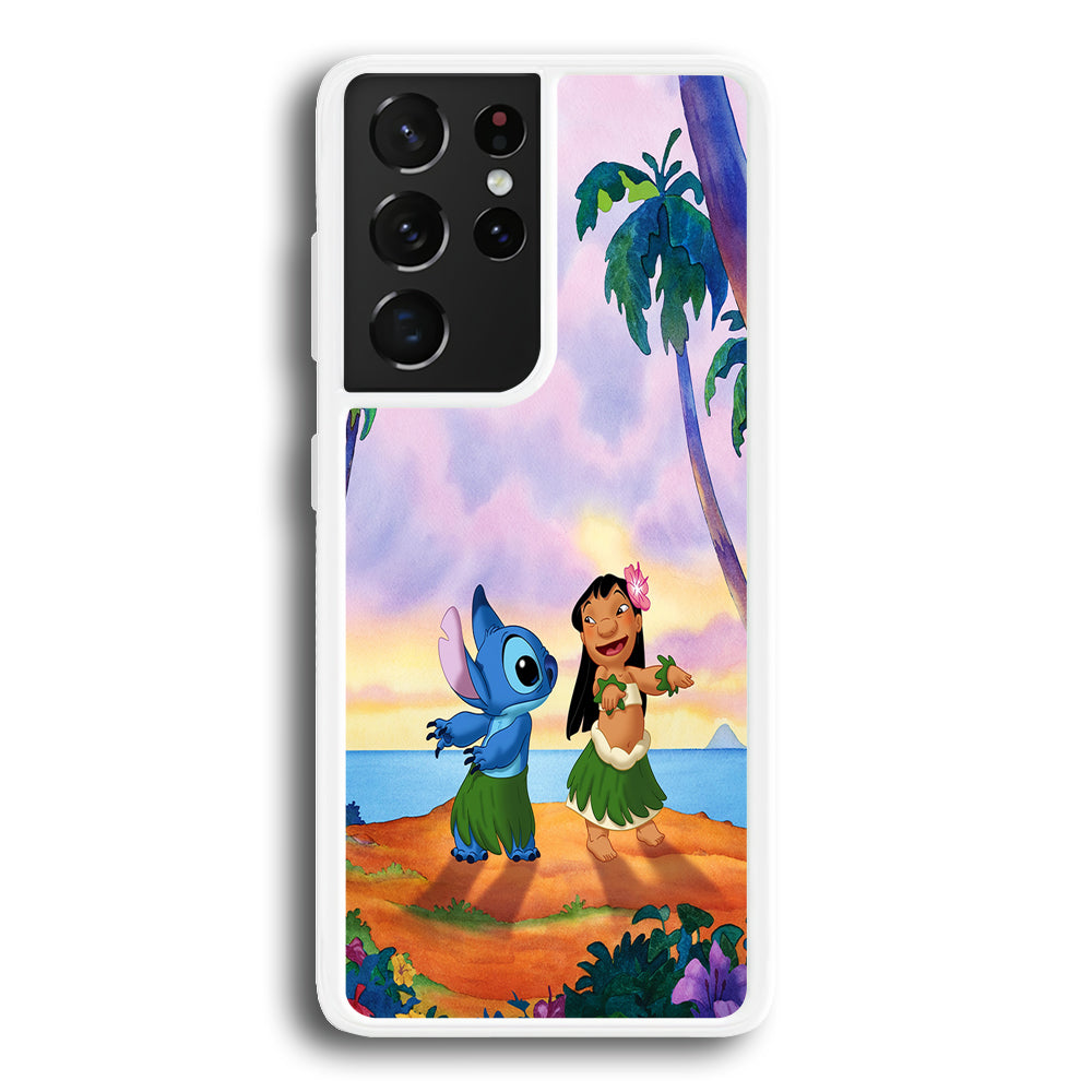 Lilo and Stitch Dancing Samsung Galaxy S21 Ultra Case-Phone Case-Rubber White (2D Case)-Altracase