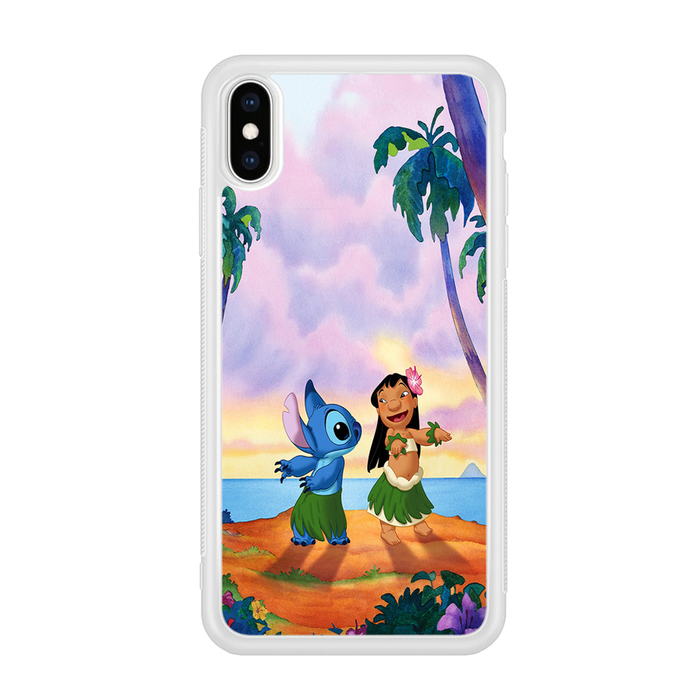 Lilo and Stitch Dancing iPhone Xs Case-Phone Case-Rubber White (2D Case)-Altracase