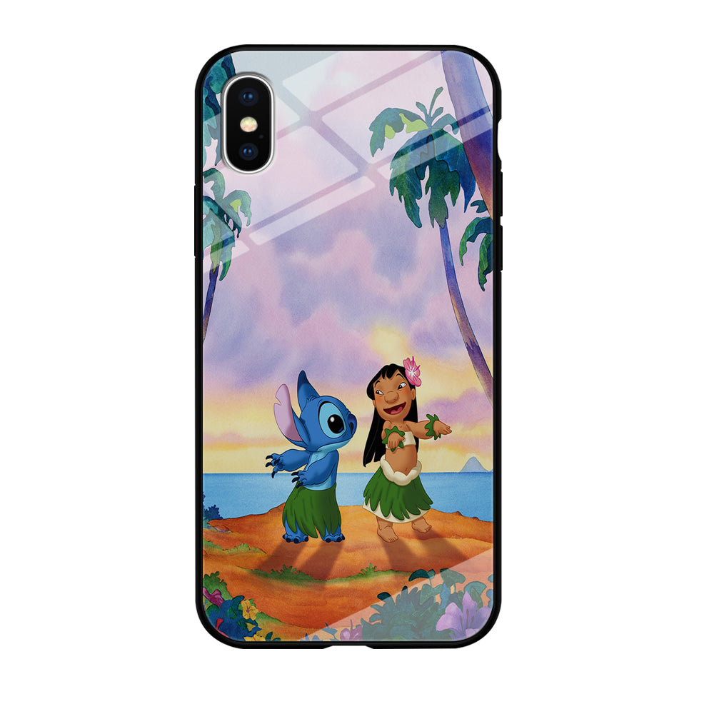 Lilo and Stitch Dancing iPhone Xs Case-Phone Case-Tempered Glass Case-Altracase